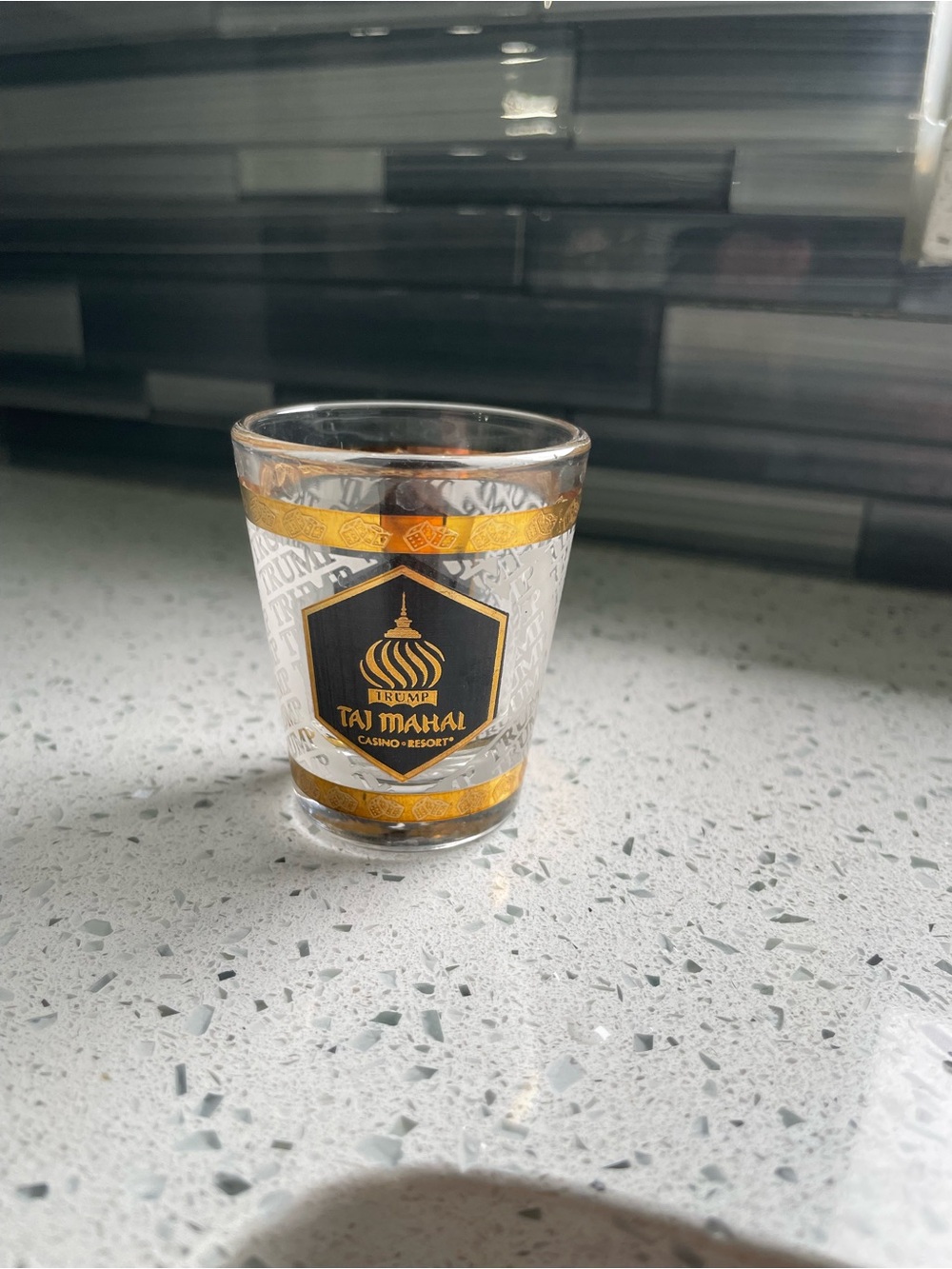 Trump Taj Mahal Gold Accent Shot Glass